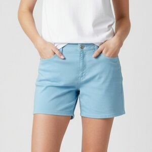 Lee Womens Size 14 Regular Fit Mid Rise Turquoise Blue Denim Shorts